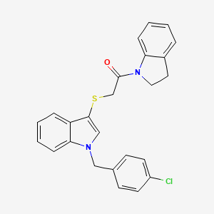 2-[1-[(4-Chlorophenyl)methyl]indol-3-yl]sulfanyl-1-(2,3-dihydroindol-1-yl)ethanone