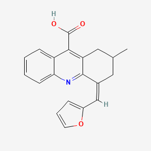 molecular formula C20H17NO3 B2819072 4-(Furan-2-ylmethylidene)-2-methyl-1,2,3,4-tetrahydroacridine-9-carboxylic acid CAS No. 721903-89-5