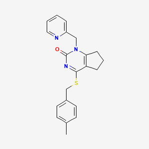 molecular formula C21H21N3OS B2819082 4-((4-methylbenzyl)thio)-1-(pyridin-2-ylmethyl)-6,7-dihydro-1H-cyclopenta[d]pyrimidin-2(5H)-one CAS No. 899731-23-8