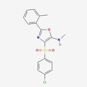 molecular formula C17H15ClN2O3S B2819097 4-((4-chlorophenyl)sulfonyl)-N-methyl-2-(o-tolyl)oxazol-5-amine CAS No. 862736-78-5