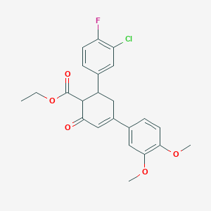 molecular formula C23H22ClFO5 B2819103 乙酸乙酯 6-(3-氯-4-氟苯基)-4-(3,4-二甲氧基苯基)-2-氧代环己-3-烯-1-羧酯 CAS No. 1795189-87-5
