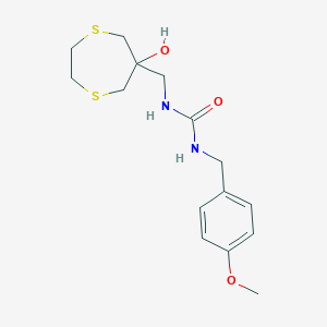 molecular formula C15H22N2O3S2 B2819113 1-[(6-Hydroxy-1,4-dithiepan-6-yl)methyl]-3-[(4-methoxyphenyl)methyl]urea CAS No. 2415513-03-8