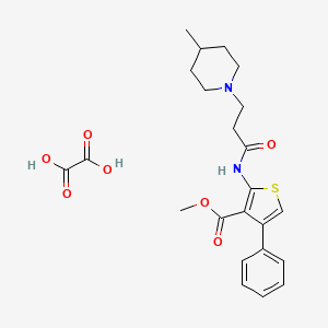 molecular formula C23H28N2O7S B2819123 Methyl 2-(3-(4-methylpiperidin-1-yl)propanamido)-4-phenylthiophene-3-carboxylate oxalate CAS No. 381688-14-8