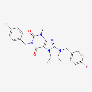 molecular formula C24H21F2N5O2 B2819134 3,8-bis(4-fluorobenzyl)-1,6,7-trimethyl-1H-imidazo[2,1-f]purine-2,4(3H,8H)-dione CAS No. 904373-65-5