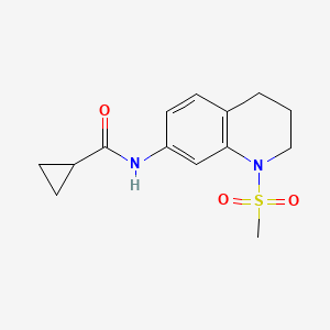 molecular formula C14H18N2O3S B2819136 N-(1-methylsulfonyl-3,4-dihydro-2H-quinolin-7-yl)cyclopropanecarboxamide CAS No. 946350-27-2
