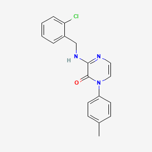 molecular formula C18H16ClN3O B2819138 3-[(2-chlorobenzyl)amino]-1-(4-methylphenyl)pyrazin-2(1H)-one CAS No. 951444-49-8