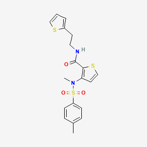molecular formula C19H20N2O3S3 B2819144 3-(1,3-Benzodioxol-5-yl)-5-{[4-(4-chlorophenyl)-1,3-thiazol-2-yl]methyl}-1,2,4-oxadiazole CAS No. 1115871-57-2