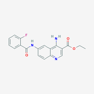 molecular formula C19H16FN3O3 B2819145 Ethyl 4-amino-6-(2-fluorobenzamido)quinoline-3-carboxylate CAS No. 1018057-39-0