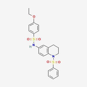 molecular formula C23H24N2O5S2 B2819151 4-ethoxy-N-(1-(phenylsulfonyl)-1,2,3,4-tetrahydroquinolin-6-yl)benzenesulfonamide CAS No. 1005300-59-3