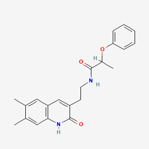 molecular formula C22H24N2O3 B2819153 N-[2-(6,7-dimethyl-2-oxo-1H-quinolin-3-yl)ethyl]-2-phenoxypropanamide CAS No. 851403-06-0
