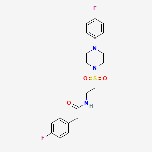 molecular formula C20H23F2N3O3S B2819156 2-(4-fluorophenyl)-N-(2-((4-(4-fluorophenyl)piperazin-1-yl)sulfonyl)ethyl)acetamide CAS No. 897618-91-6