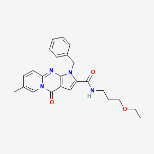 molecular formula C24H26N4O3 B2819161 1-benzyl-N-(3-ethoxypropyl)-7-methyl-4-oxo-1,4-dihydropyrido[1,2-a]pyrrolo[2,3-d]pyrimidine-2-carboxamide CAS No. 900870-53-3