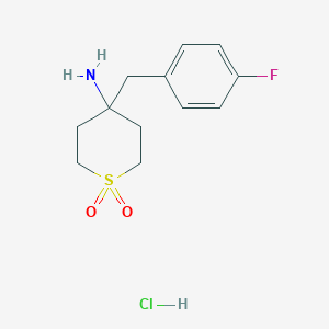 molecular formula C12H17ClFNO2S B2819162 4-Amino-4-[(4-fluorophenyl)methyl]-1Lambda(6)-thiane-1,1-dione hydrochloride CAS No. 1993099-22-1