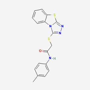molecular formula C17H14N4OS2 B2819165 N-(4-methylphenyl)-2-{7-thia-2,4,5-triazatricyclo[6.4.0.0^{2,6}]dodeca-1(8),3,5,9,11-pentaen-3-ylsulfanyl}acetamide CAS No. 314260-56-5