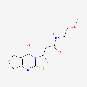 molecular formula C14H19N3O3S B2819170 N-(2-methoxyethyl)-2-(5-oxo-2,3,5,6,7,8-hexahydrocyclopenta[d]thiazolo[3,2-a]pyrimidin-3-yl)acetamide CAS No. 1211243-02-5