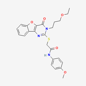 molecular formula C24H25N3O5S B2819186 2-[[3-(3-ethoxypropyl)-4-oxo-[1]benzofuro[3,2-d]pyrimidin-2-yl]sulfanyl]-N-(4-methoxyphenyl)acetamide CAS No. 866894-90-8