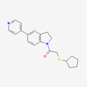 molecular formula C20H22N2OS B2819189 2-(环戊基硫代)-1-(5-(吡啶-4-基)吲哚-1-基)乙酮 CAS No. 2034276-39-4