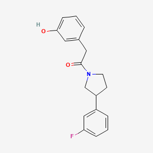 molecular formula C18H18FNO2 B2819190 1-(3-(3-Fluorophenyl)pyrrolidin-1-yl)-2-(3-hydroxyphenyl)ethanone CAS No. 1355714-78-1