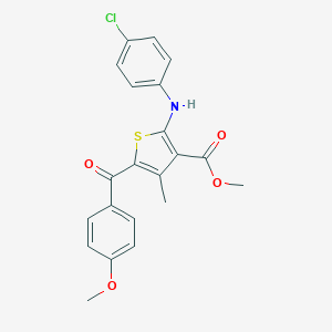 molecular formula C21H18ClNO4S B281921 Methyl 2-(4-chloroanilino)-5-(4-methoxybenzoyl)-4-methyl-3-thiophenecarboxylate 