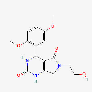 molecular formula C16H19N3O5 B2819216 4-(2,5-二甲氧基苯基)-6-(2-羟乙基)-3,4,6,7-四氢-1H-吡咯并[3,4-d]嘧啶-2,5-二酮 CAS No. 1203089-32-0