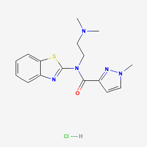 molecular formula C16H20ClN5OS B2819219 N-(benzo[d]thiazol-2-yl)-N-(2-(dimethylamino)ethyl)-1-methyl-1H-pyrazole-3-carboxamide hydrochloride CAS No. 1185152-77-5
