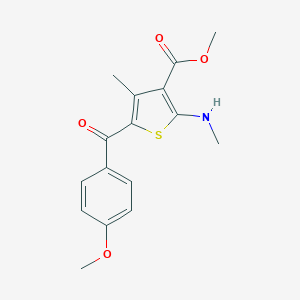 molecular formula C16H17NO4S B281923 Methyl 5-(4-methoxybenzoyl)-4-methyl-2-(methylamino)-3-thiophenecarboxylate 