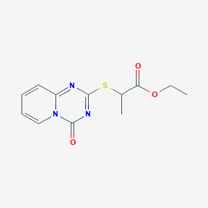 molecular formula C12H13N3O3S B2819239 Ethyl 2-((4-oxo-4H-pyrido[1,2-a](1,3,5)triazin-2-yl)sulfanyl)propanoate CAS No. 306978-51-8