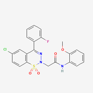 molecular formula C22H17ClFN3O4S B2819244 2-[6-chloro-4-(2-fluorophenyl)-1,1-dioxido-2H-1,2,3-benzothiadiazin-2-yl]-N-(2-methoxyphenyl)acetamide CAS No. 1031555-12-0