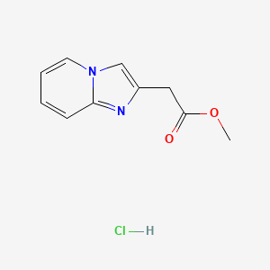 molecular formula C10H11ClN2O2 B2819252 Methyl 2-imidazo[1,2-a]pyridin-2-ylacetate;hydrochloride CAS No. 2305252-68-8