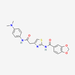 molecular formula C21H20N4O4S B2819255 N-(4-(2-((4-(二甲基氨基)苯基)氨基)-2-氧代乙基)噻唑-2-基)苯并[d][1,3]二噁烷-5-甲酸乙酰胺 CAS No. 921819-10-5