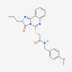 molecular formula C23H24N4O3S B2819260 N-(4-甲氧基苯甲基)-2-((3-氧代-2-丙基-2,3-二氢咪唑并[1,2-c]喹唑啉-5-基)硫)乙酰胺 CAS No. 1173731-18-4