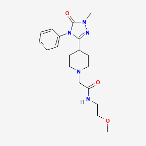 molecular formula C19H27N5O3 B2819265 N-(2-methoxyethyl)-2-(4-(1-methyl-5-oxo-4-phenyl-4,5-dihydro-1H-1,2,4-triazol-3-yl)piperidin-1-yl)acetamide CAS No. 1396883-09-2