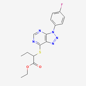 molecular formula C16H16FN5O2S B2819267 2-[[3-(4-Fluorophenyl)-7-triazolo[4,5-d]pyrimidinyl]thio]butanoic acid ethyl ester CAS No. 863460-57-5