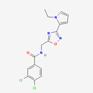 molecular formula C16H14Cl2N4O2 B2819271 3,4-dichloro-N-((3-(1-ethyl-1H-pyrrol-2-yl)-1,2,4-oxadiazol-5-yl)methyl)benzamide CAS No. 2034410-26-7