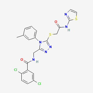 2,5-dichloro-N-((5-((2-oxo-2-(thiazol-2-ylamino)ethyl)thio)-4-(m-tolyl)-4H-1,2,4-triazol-3-yl)methyl)benzamide