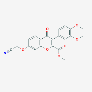 molecular formula C22H17NO7 B2819285 乙酸7-(氰甲氧基)-3-(2,3-二氢-1,4-苯并二氧杂环-6-基)-4-氧代-4H-香豆素-2-基 CAS No. 637749-11-2