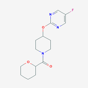 molecular formula C15H20FN3O3 B2819290 5-Fluoro-2-{[1-(oxane-2-carbonyl)piperidin-4-yl]oxy}pyrimidine CAS No. 2380098-99-5