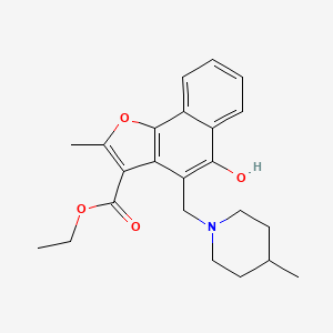 molecular formula C23H27NO4 B2819292 Ethyl 5-hydroxy-2-methyl-4-((4-methylpiperidin-1-yl)methyl)naphtho[1,2-b]furan-3-carboxylate CAS No. 379252-55-8