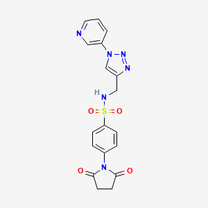 molecular formula C18H16N6O4S B2819295 4-(2,5-二氧代吡咯烷-1-基)-N-((1-(吡啶-3-基)-1H-1,2,3-三唑-4-基甲基)苯甲酰胺 CAS No. 2034584-21-7