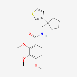 molecular formula C20H25NO4S B2819302 2,3,4-trimethoxy-N-((1-(thiophen-3-yl)cyclopentyl)methyl)benzamide CAS No. 2034451-72-2