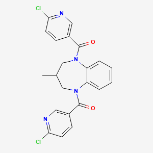 molecular formula C22H18Cl2N4O2 B2819304 1,5-bis(6-chloropyridine-3-carbonyl)-3-methyl-2,3,4,5-tetrahydro-1H-1,5-benzodiazepine CAS No. 1394685-73-4
