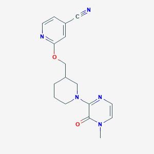 molecular formula C17H19N5O2 B2819315 2-[[1-(4-Methyl-3-oxopyrazin-2-yl)piperidin-3-yl]methoxy]pyridine-4-carbonitrile CAS No. 2380097-75-4