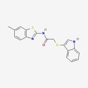 molecular formula C18H15N3OS2 B2819320 2-(1H-indol-3-ylsulfanyl)-N-(6-methyl-1,3-benzothiazol-2-yl)acetamide CAS No. 862825-82-9