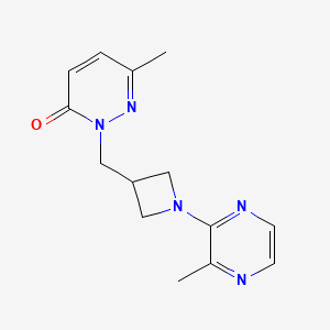 molecular formula C14H17N5O B2819330 6-Methyl-2-{[1-(3-methylpyrazin-2-yl)azetidin-3-yl]methyl}-2,3-dihydropyridazin-3-one CAS No. 2201738-49-8