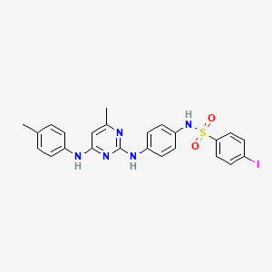 molecular formula C24H22IN5O2S B2819333 4-iodo-N-(4-((4-methyl-6-(p-tolylamino)pyrimidin-2-yl)amino)phenyl)benzenesulfonamide CAS No. 946219-94-9
