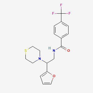 molecular formula C18H19F3N2O2S B2819345 N-(2-(furan-2-yl)-2-thiomorpholinoethyl)-4-(trifluoromethyl)benzamide CAS No. 2034573-46-9