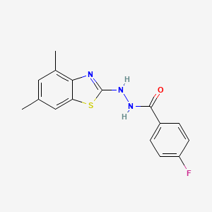 molecular formula C16H14FN3OS B2819346 N'-(4,6-dimethyl-1,3-benzothiazol-2-yl)-4-fluorobenzohydrazide CAS No. 851987-14-9