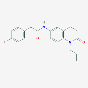 molecular formula C20H21FN2O2 B2819347 2-(4-氟苯基)-N-(2-氧代-1-丙基-1,2,3,4-四氢喹啉-6-基)乙酰胺 CAS No. 941953-27-1