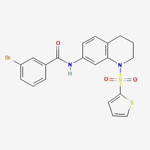 molecular formula C20H17BrN2O3S2 B2819351 3-bromo-N-(1-(thiophen-2-ylsulfonyl)-1,2,3,4-tetrahydroquinolin-7-yl)benzamide CAS No. 898447-90-0