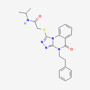 molecular formula C22H23N5O2S B2819352 N-isopropyl-2-((5-oxo-4-phenethyl-4,5-dihydro-[1,2,4]triazolo[4,3-a]quinazolin-1-yl)thio)acetamide CAS No. 1111020-82-6